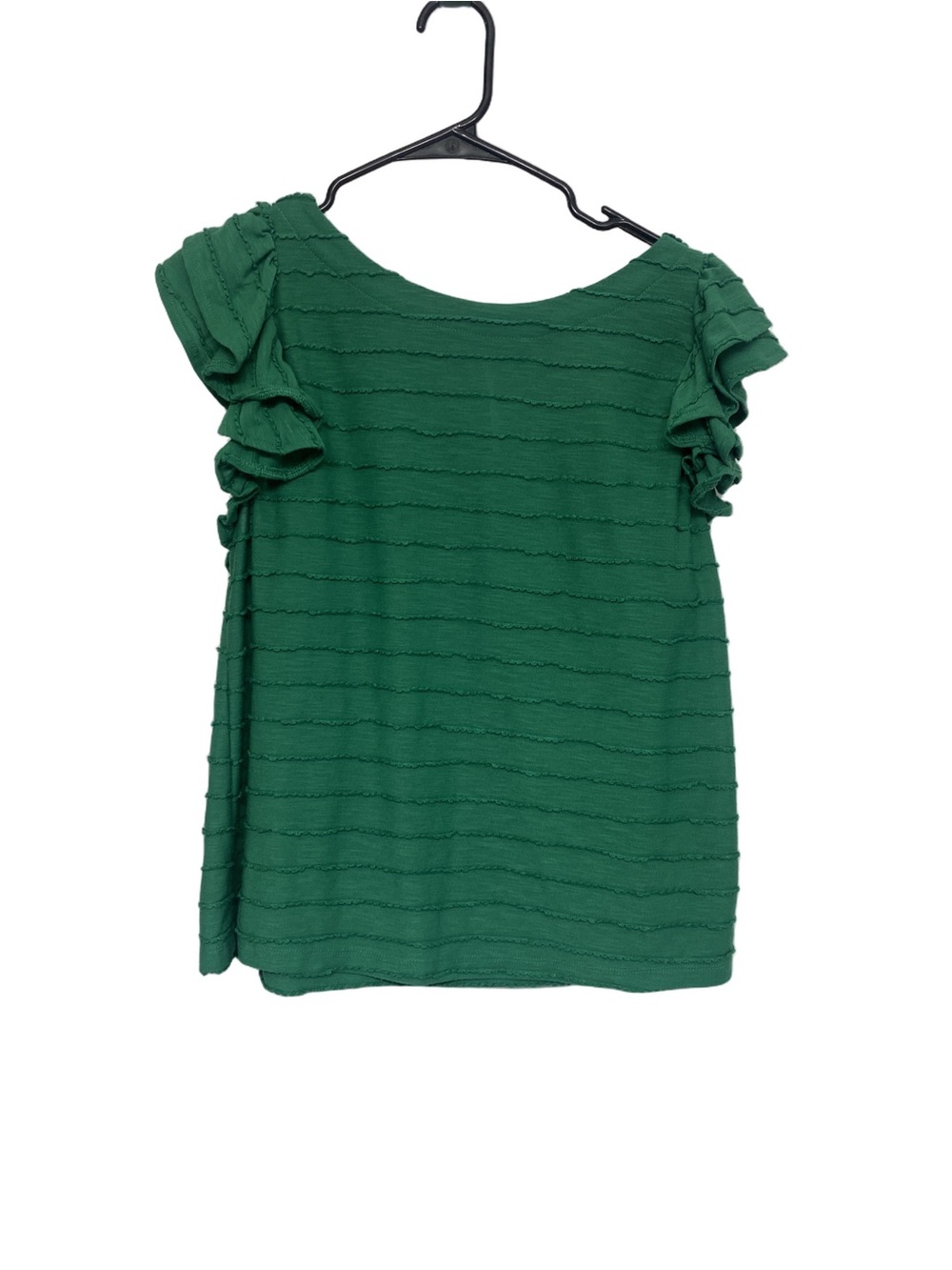 Anthropologie Kelly Green Ruffled Cap Sleeve Textured Blouse Size M - Picture 2 of 6